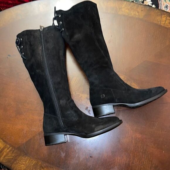 NWT Born black tall suede boots size US 6.5 wide shaft - Picture 1 of 14